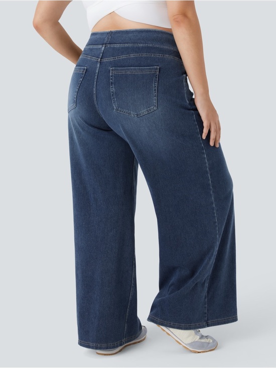 Halara Flex Denim Wide Leg Jeans High Waisted Stretch Pull-On Pockets NWT 2X - Picture 2 of 7